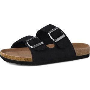 Black Double Buckle Women's Sandals